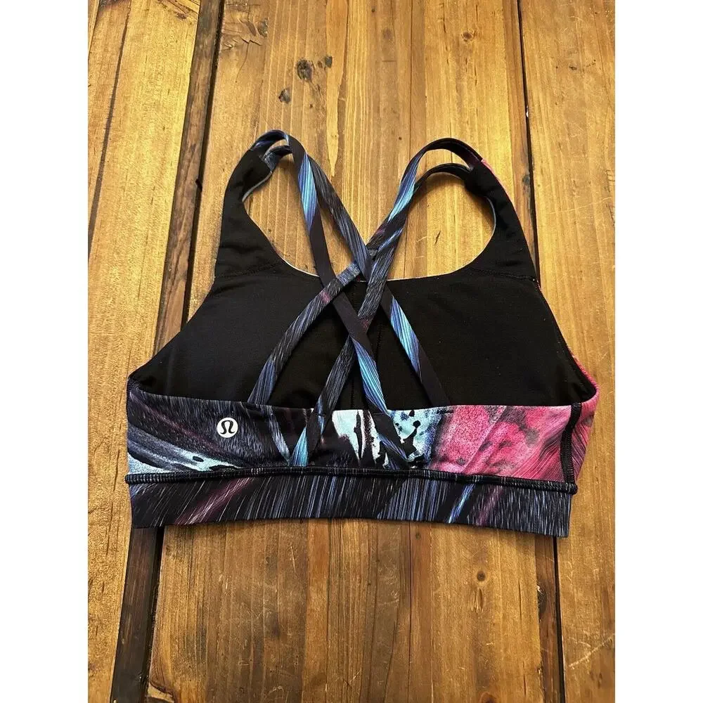 Lululemon Energy Bra Nulux Electrobeam Sports Top Cross Back Pullover Size 4